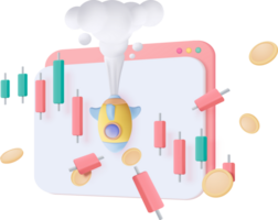 3d statistic graph icon for investment diagram report. Goal for business, bank, finance. 3d analysis investment graph icon illustration png