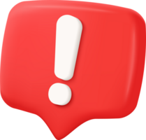 3D minimal notification icon with bubble speech for reminder. new alert social media png