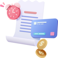 A paper document with a clock and money png