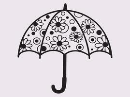 Decorative Umbrella Silhouette with Mandala Flower Patterns for Craft and Design Use vector