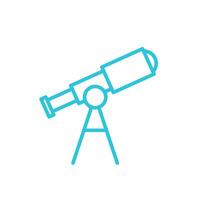 Stargazing Telescope Icon Design. Isolated on white background. From blue icon set. vector
