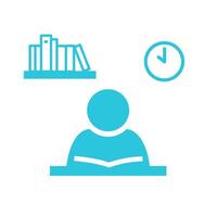 Study time icon. Isolated on white background. From blue icon set vector