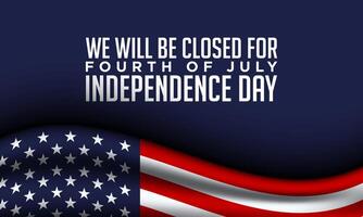 closed for 4th of July Independence Day Template Design vector