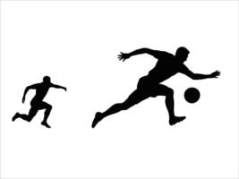 Silhouette of Soccer Players Running and Chasing Ball, Illustration, silhouette of a man running vector