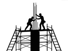 Silhouette of engineers, construction team working on site, construction workers on a construction site, construction workers at work vector