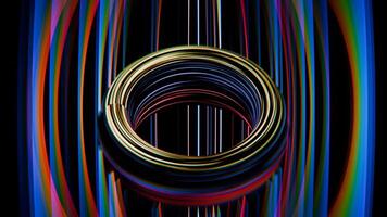 a black background with a colorful swirl video