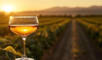 24 70mm golden hour landscape featuring perry stemware backlight creating luminous rim effect on glass orchard rows stretching to sunset photo