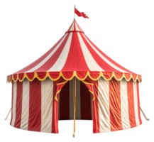 Circus Big Top Tent with Red and White Stripes on a Transparent Background Image png