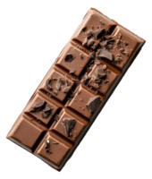 Milk chocolate bar with shavings on a transparent background image png