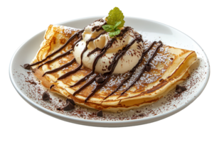 Delicious Crepe Stack with Whipped Cream Topping on Transparent Background png