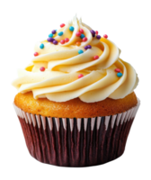 Cupcake with Swirled Frosting and Sprinkles on a Transparent Image png