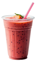 Fresh Mixed Berry Smoothie in a Clear Plastic Cup on a Transparent Background Image png