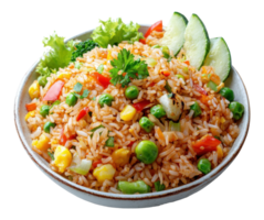 Fried Rice with Vegetables in a Bowl on a Transparent Image png