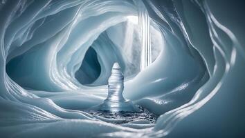 Exploring a Magnificent Ice Cave Formation with Dazzling Blue Hues photo