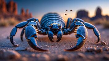 Dark Ground Spider Crawling on Sandy Ground During Sunset Time photo