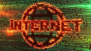 The word Internet emerging from green and orange computer code video