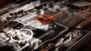 Artificial intelligence processing global data flow in futuristic digital space video
