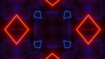Blue and red abstract background with star pattern in the middle. Kaleidoscope VJ loop video