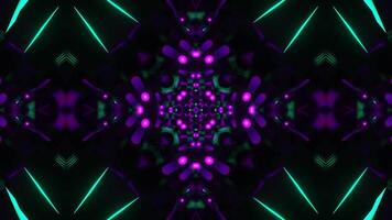 Purple and green abstract design with black background. Kaleidoscope VJ loop video