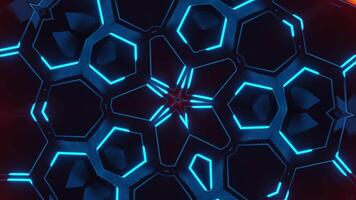 Blue abstract background with star pattern on it. Kaleidoscope VJ loop video