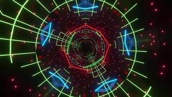 Colorful abstract circular object with neon lights. Kaleidoscope VJ loop video