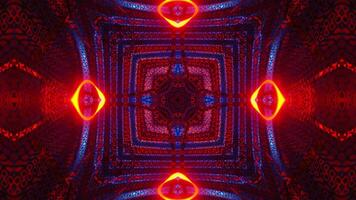 Red and blue abstract design with yellow center. Kaleidoscope VJ loop video