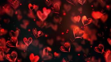 Red Heart Bokeh Light Overlay Animation video