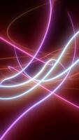 Neon trails of light swirling in abstract motion across a dark background, creating futuristic, vibrant energy arcs video