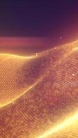 Golden terrain with glowing soft light and intricate surface pattern in a dreamlike abstract environment video