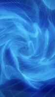 Abstract blue swirling mesh grid forming a vortex of digital energy and depth video