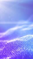 Abstract landscape made of shimmering digital particles on a soft purple and blue gradient background video