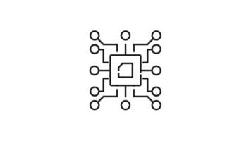 Circuit line animation. Circuit line animation microchip network with multiple connections suitable for tech presentations, digital backgrounds, and cybersecurity concepts. Animated outline icon video