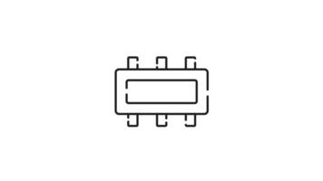Circuit design icon animation. Circuit icon animation depicts a threeport network router line drawing in motion, suitable for technology presentations and educational materials. Animated outline icon video