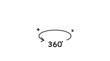 360 degrees icon animation. 360 degrees icon for versatile digital use, symbolizing seamless rotation. Great for websites, apps, presentations, and virtual tours. Motion graphic video