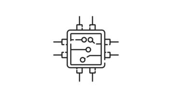 Microcontroller line animation. Microcontroller line animation illustrating a dynamic foosball table, great for tech presentations, educational videos, and engineering projects. Animated outline icon video