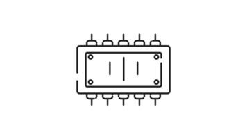 Arm processor icon animation. Arm processor icon, integrated circuits microchip line drawing suitable for technology websites, electronic product packaging, and educational materials. video