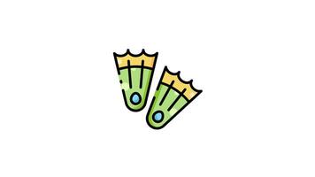 icon animation of Pair of green swim fins splashing. video