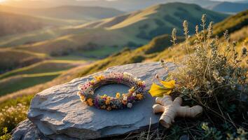 Flower Wreath Ginger Root with Mountain View Peaceful Outdoor Display photo