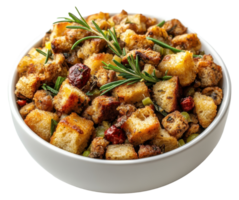 Stuffing Dish with Rosemary in White Bowl on Transparent Background Image png