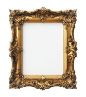Ornate Baroque Gold Frame with Empty Center on a Transparent File png