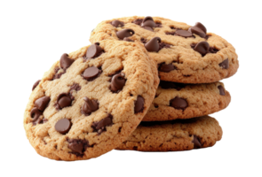 Delicious Chocolate Chip Cookie Stack Image on Transparent png