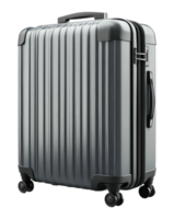 Suitcase with Silver Ribbed Pattern on a Transparent Background image png