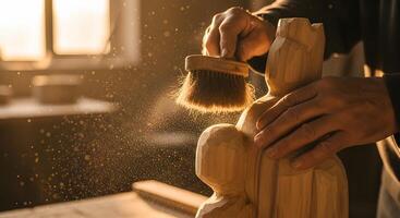 Artisan Sculpting Wood Carving and Dust photo