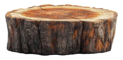Isolated Aged Tree Stump with Visible Growth Rings on a Transparent Image png