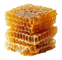 Stack of Honeycombs with Dripping Honey on a Transparent Background Image png