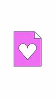 Heart file document icon bouncing 2D cartoon vertical animation. Digital love. Affection symbol. Love letter. Health records. Desktop shortcut animated flat colorful object 4K isolated on white video