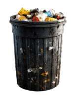 Overstuffed Garbage Container with Mixed Waste on a Transparent Image png