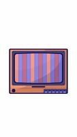 Retro television with static vertical stripes 2D cartoon vertical animation. TV no signal. Broadcast nostalgia. Analog device. Old technology animated flat colorful object 4K isolated on white video