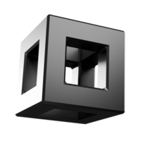 3d abstract icon black open cube frame png