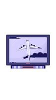 80s TV with airplane soaring through clouds 2D cartoon vertical animation. Travel dreams television. Broadcast nostalgia. Old technology animated flat colorful object 4K isolated on white video